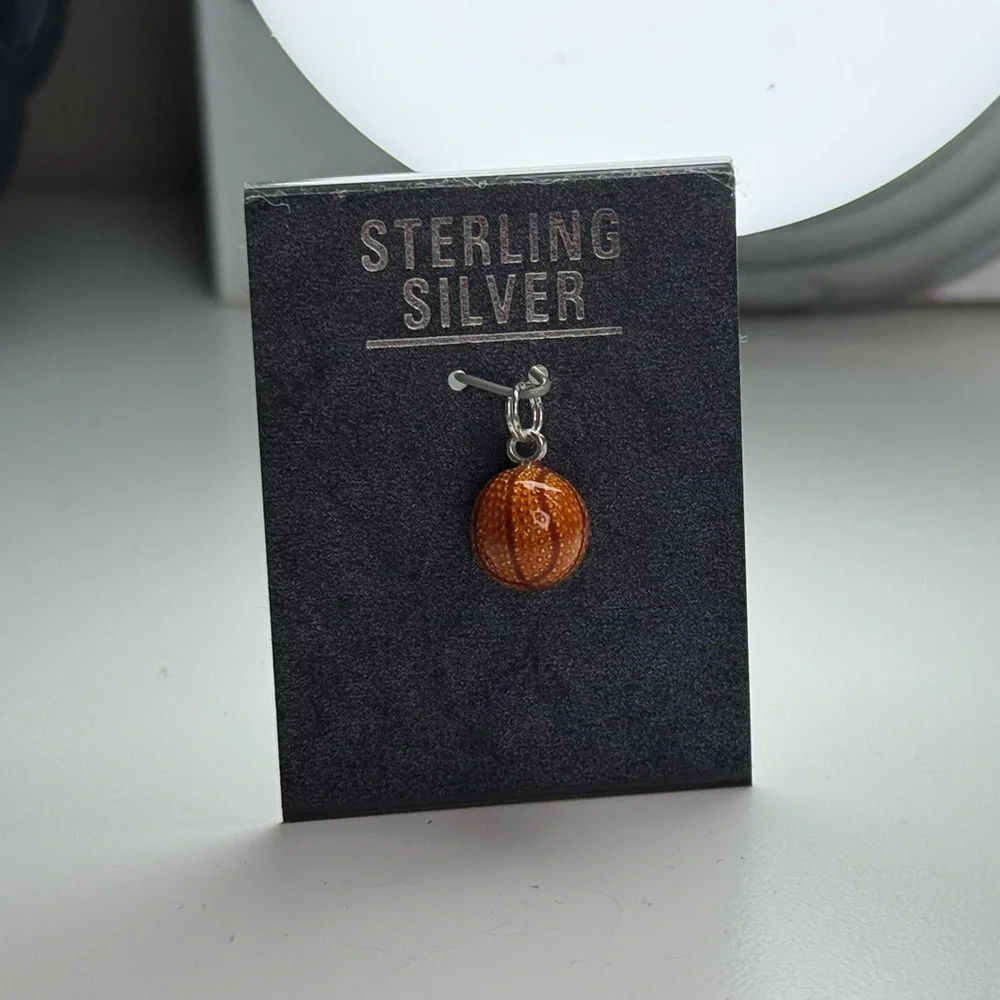 3/$15 Basketballl Charm for Bracelet or Pendant for NecklacE Jewelry-Making